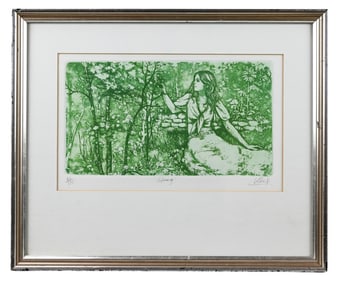 Mary Vickers Signed Engraving Titled Spring