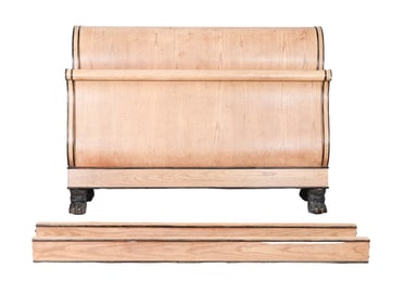Baker Furniture Neoclassical White Oak Sleigh Bed