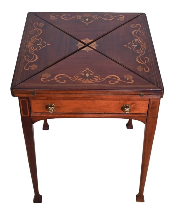 Edwardian Marquetry Handkerchief Card Table (1 of 9)