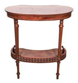 French Carved Marquetry Kidney Shape Side Table
