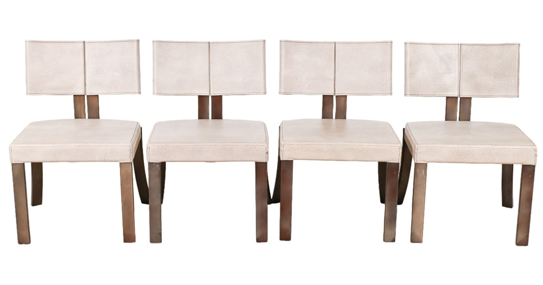 Mid Century Custom Leather Upholstered Side Chairs (1 of 12)