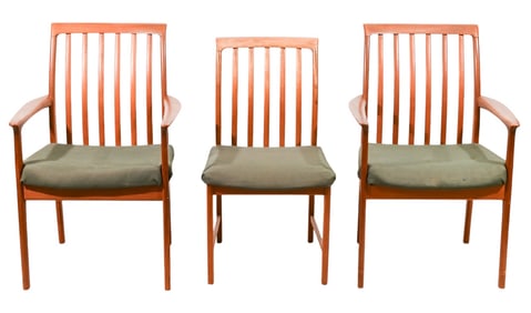 3 Mid Century Swedish Teak Upholstered Chairs