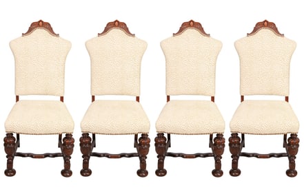 Antique Baroque Style Carved Dining Chairs