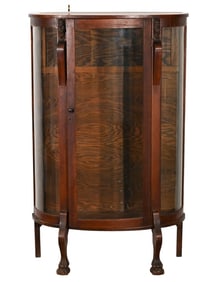 Antique East Lake Bow Front Glass Front Curio