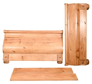 Farm Style Carved Solid Pine King Size Sleigh Bed