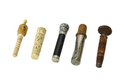 Collection Antique Sewing Kits & Tools, Sterling