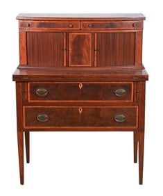 Antique Federal Style Carved Inlaid Mahogany Desk