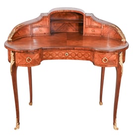 Antique Louis XVI Style Ormolu Leather Top Desk
