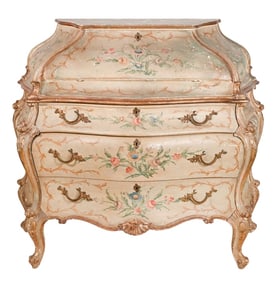French Provincial Style Carved Distressed Desk