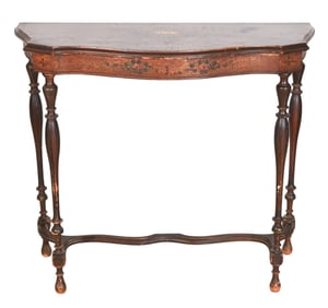 Antique Victorian Carved Painted Floral Hall Table
