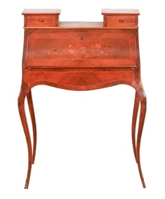 Antique Carved Dutch Marquetry Slant Desk