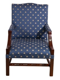 French Empire Style Mahogany Upholstered Armchair