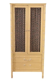 Thomasville Hand Carved Faux Bamboo Cabinet