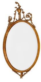 French Empire Carved Silver and Gold Leaf Mirror