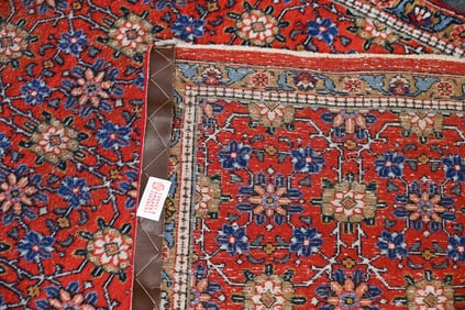 Wool Leather Border Oriental Runner