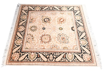 Oriental Hand Knotted Ivory Field Carpet