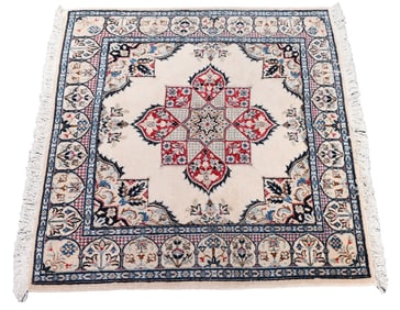 Persian Nain Wool and Silk Oriental Rug