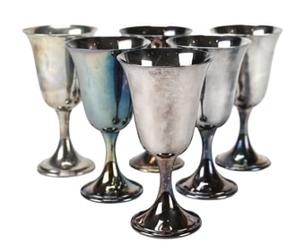 6 Gorham Silver Plate Hollowware Water Goblets