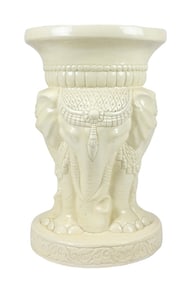 3 Headed Elephant Indo Persian White Garden Stool