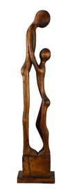 Mid Century Modern Carved Sculpture Mother & Child