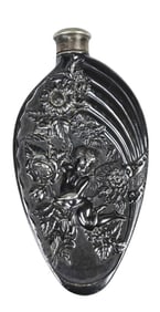 Antique 1889 Ladies Art Nouveau Flask w Cherub