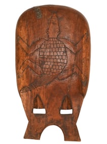 Antique Hand Carved Tribal Shield Crocodile Motif