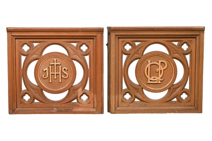 Antique Hand Carved Church Rectory Cabinet Doors