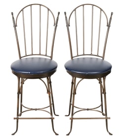 2 Charleston Forge Wrought Iron Swivel Bar Stools