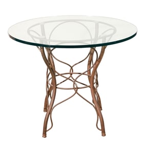 Forge Iron Base Round Glass Top Occasional Table