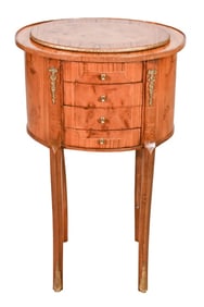 French Louis XVI Style Marquetry Side Table w Tray