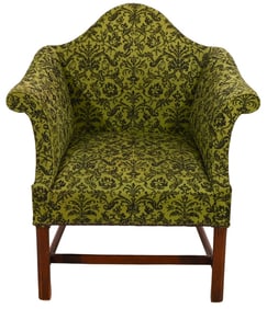 Queen Anne Style Carved Upholstered Armchair