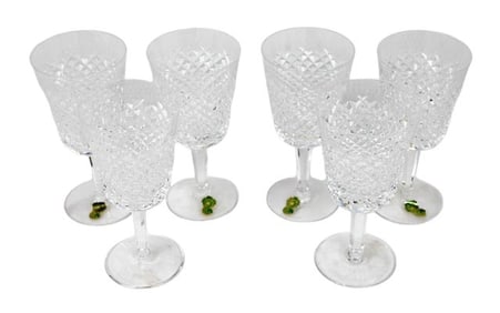 6 Waterford Crystal Alana Goblets in Box
