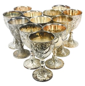 Vintage Silver Plated Chalice Style Wine Glasses