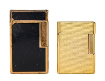 St. Dupont Paris Enameled Brass and Gold Lighters