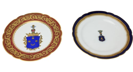 2 Antique Porcelain Plates Attributed to Royalty