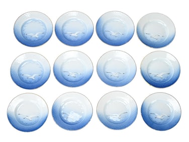 12 Royal Copenhagen Porcelain Seagull Salad Plates