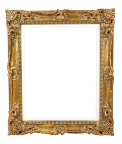 Carved Gilt Rococo Picture Frame w Cloth Inner
