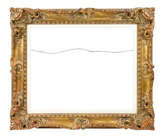 Carved Gilt Rococo Picture Frame w Cloth Inner