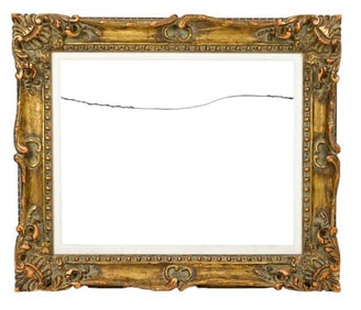 Carved Gilt Rococo Picture Frame w Cloth Inner