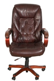 Traditional Brown Leather Office Chair