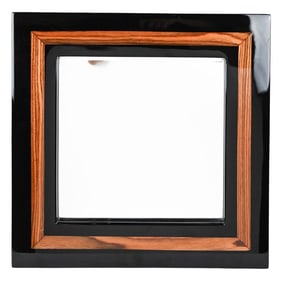 Black Lacquer and Wood Banded Wall Mirror