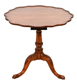 English Carved Mahogany Pie Crust Tilt Top Table
