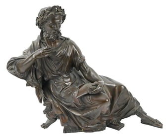 Antique Bronze Greco Roman Scholar Clock Topper