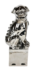 Mercury Glass Style Foo Lion Statue