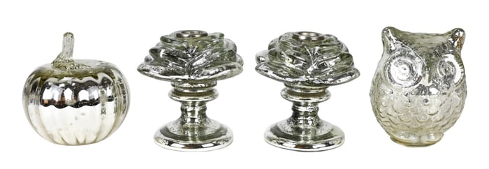 Antiqued Mercury Glass Style Candlesticks & More