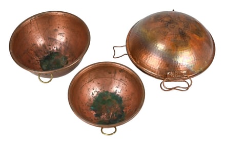2 Copper Bowls & Portuguese Copper Cataplana