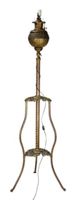 Antique Belgian 19th C Converted Oil Floor Lamp
