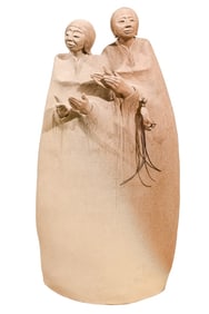 Lynn Tone Signed Stoneware Sculpture 2 Women