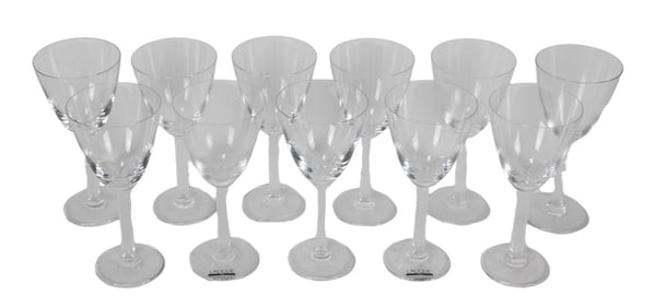 11 Lalique Phalsbourg Crystal White Wine Glasses