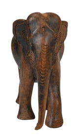 2 Hand Carved Elephant Statues